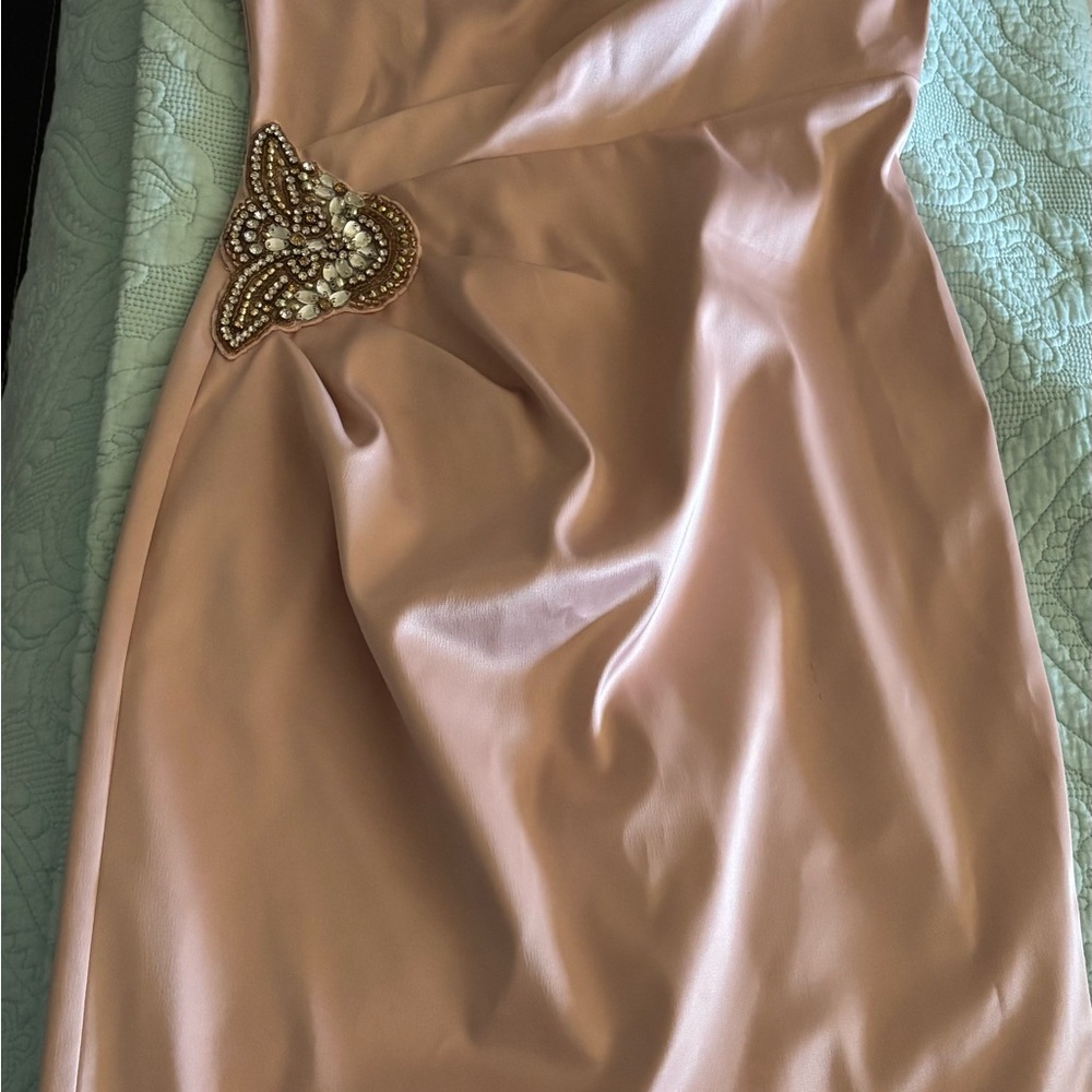 Eliza J Pink Ruched Strapless Sheath Dress